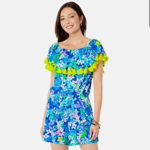 Lilly Pulitzer La Fortuna Romper Borealis Blue Social Sunset